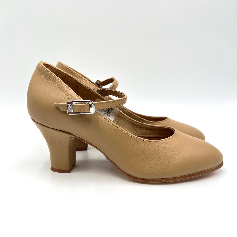 Bloch S0306L Cabaret Caramel Tan Leather Dance Shoes Heels Womens Big Girls 4.5